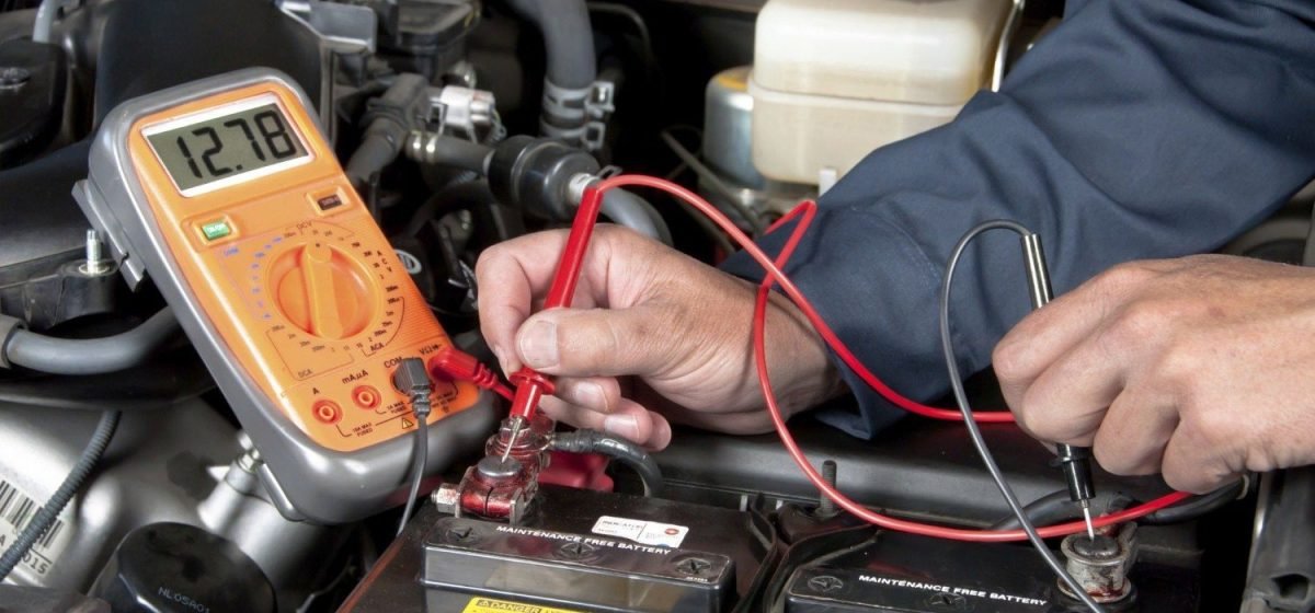 car battery health checking by technician